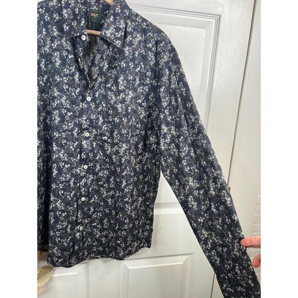 Soft Cloth Floral Pattern Point Collar Shirt Italian Woven Fabric Shirt Size L - Picture 5 of 13